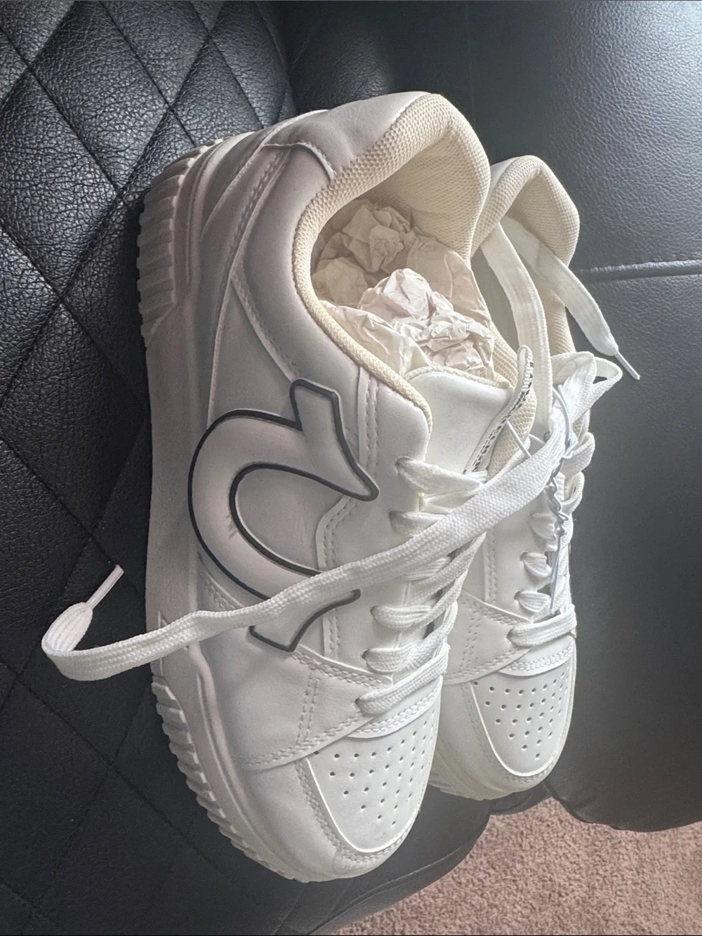 True Religion Men's White Leather Low-Top Sneakers with Star Accent